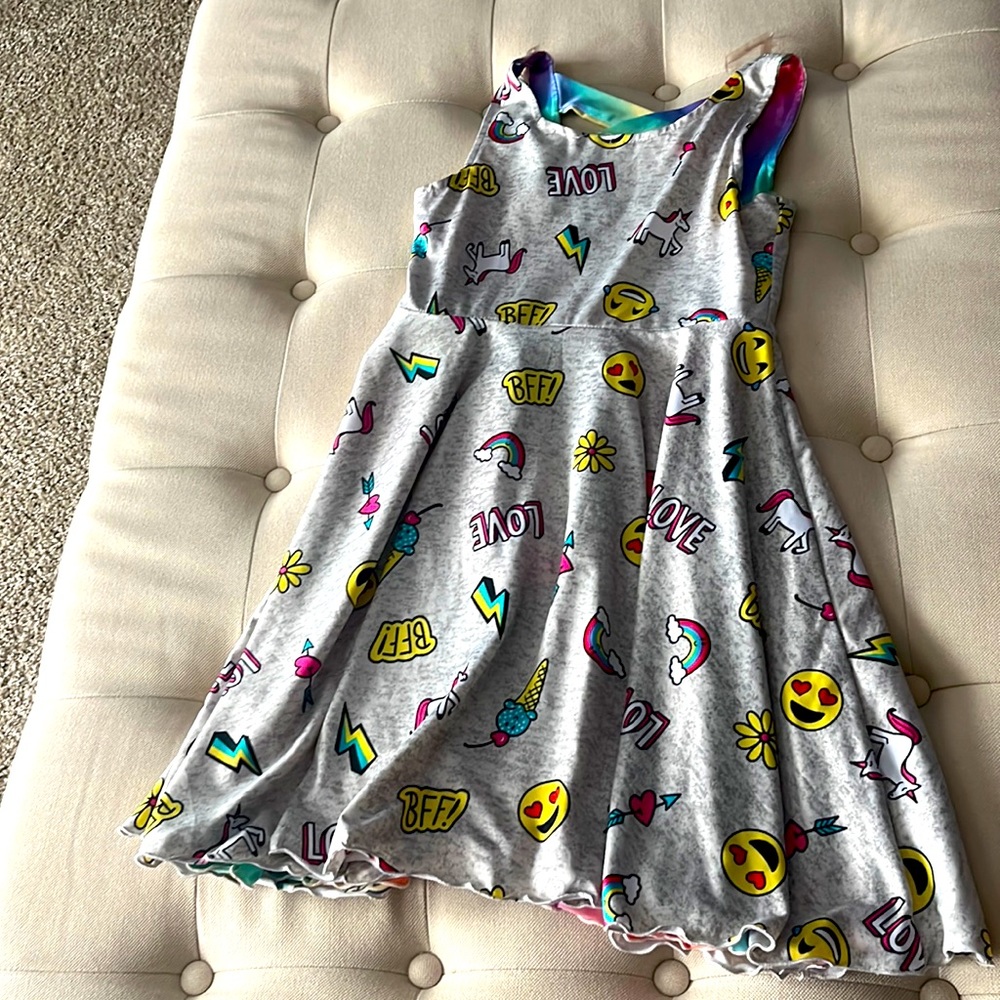 Emily West Size 10 Girls Reversible Dress Emojis/ Rainbow